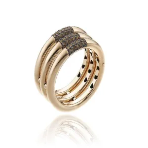 Chimento Jewellery Chimento Bamboo Pure 18ct Rose Gold 0.24ct Brown Diamond Triple Ring