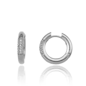 Chimento Jewellery Chimento Bamboo Pure 18ct White Gold 0.16ct Diamond Hoop Earrings