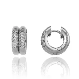 Chimento Jewellery Chimento Bamboo Pure 18ct White Gold 0.32ct Diamond Mini Hoop Earrings