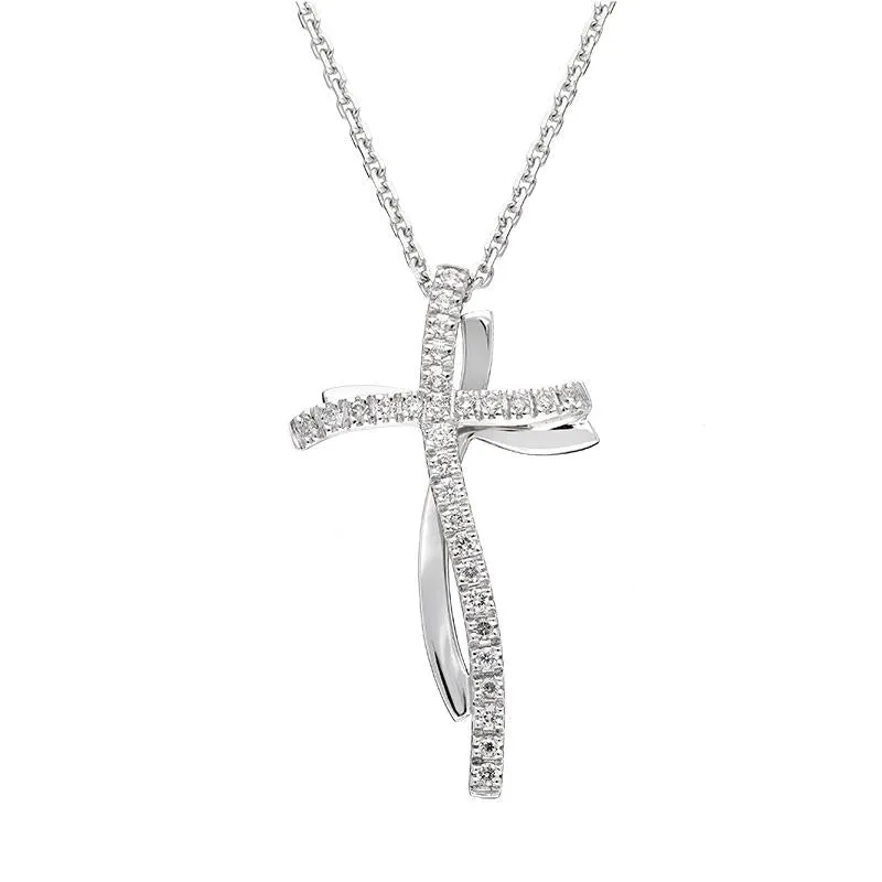 Chimento Jewellery Chimento Croci 18ct White Gold 0.15ct Diamond Cross Necklace
