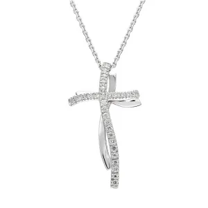 Chimento Jewellery Chimento Croci 18ct White Gold 0.15ct Diamond Cross Necklace
