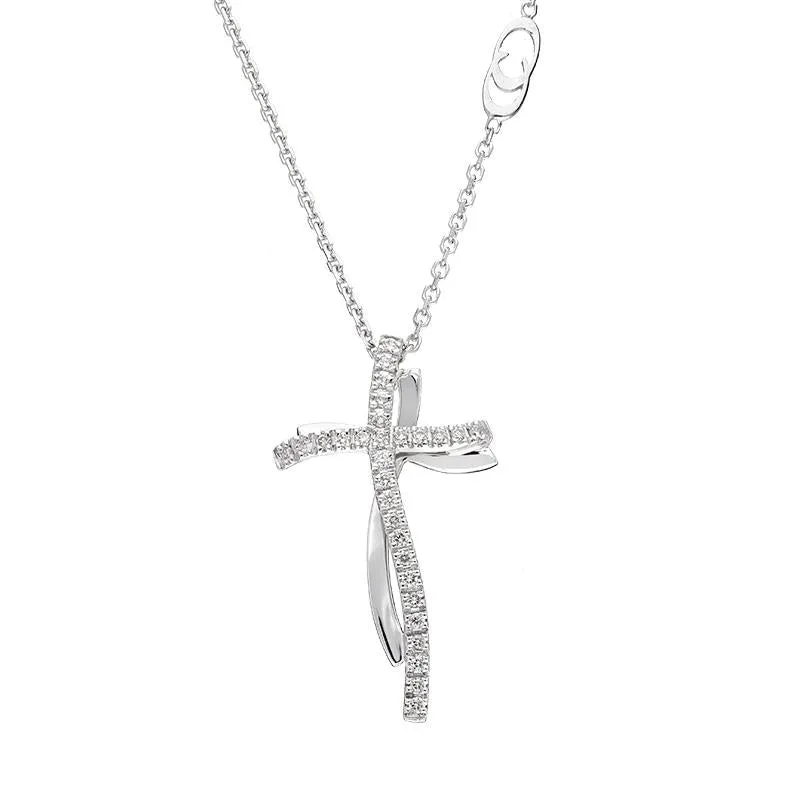 Chimento Jewellery Chimento Croci 18ct White Gold 0.15ct Diamond Cross Necklace