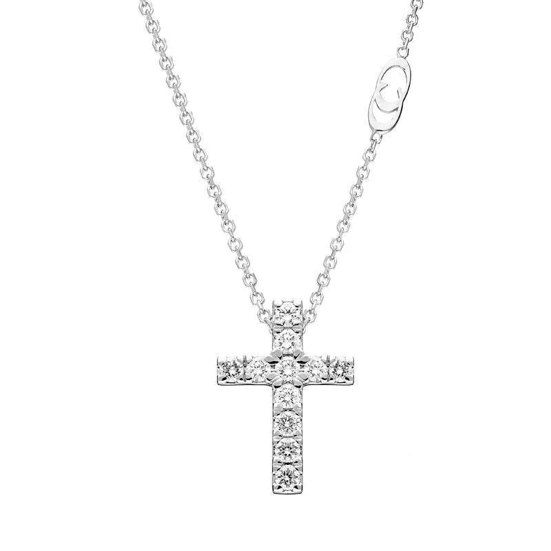 Chimento Jewellery Chimento Croci 18ct White Gold 0.39ct Diamond Cross Necklace
