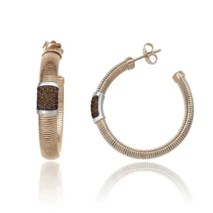 Chimento Jewellery Chimento Stardust Pave 18ct Rose Gold 0.54ct Brown Diamond Hoop Earrings