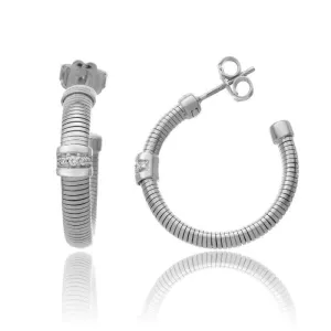 Chimento Jewellery Chimento Stardust Pave 18ct White Gold 0.09ct Diamond Hoop Earrings