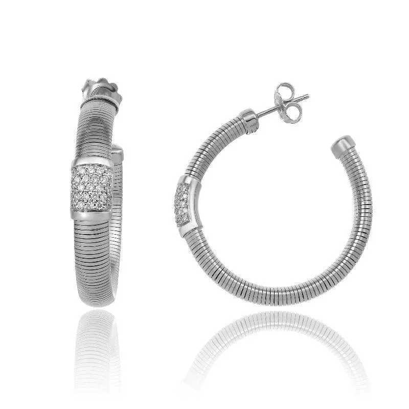 Chimento Jewellery Chimento Stardust Pave 18ct White Gold 0.54ct Diamond Hoop Earrings