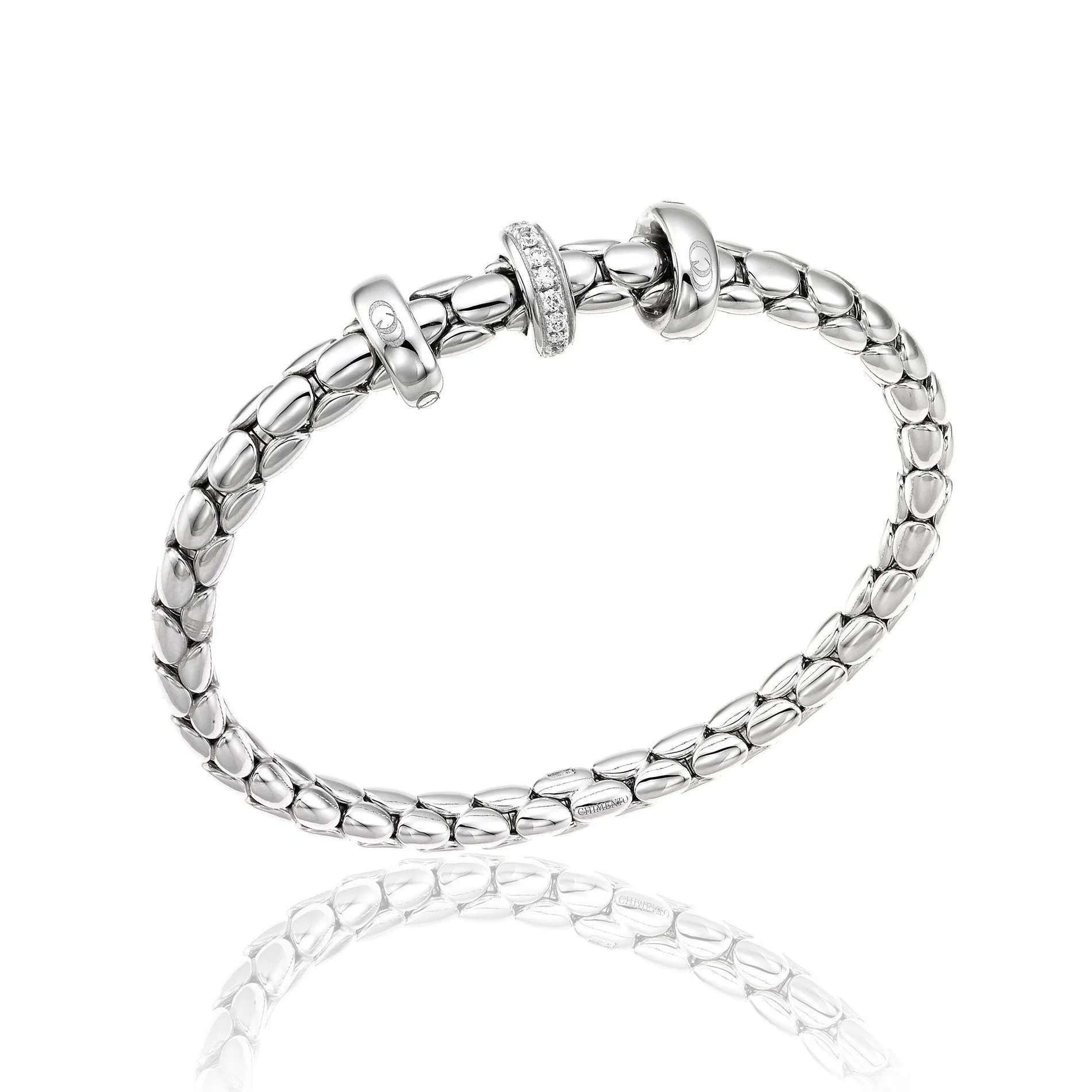Chimento Jewellery Chimento Stretch 18ct White Gold 0.19ct Diamond Triple Rondelle Bracelet