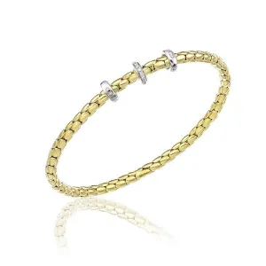 Chimento Jewellery Chimento Stretch 18ct Yellow Gold 0.10ct Diamond Triple Rondelle Bracelet