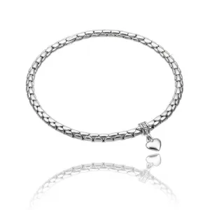 Chimento Jewellery Chimento Stretch Charm 18ct White Gold Diamond Heart Charm Bracelet