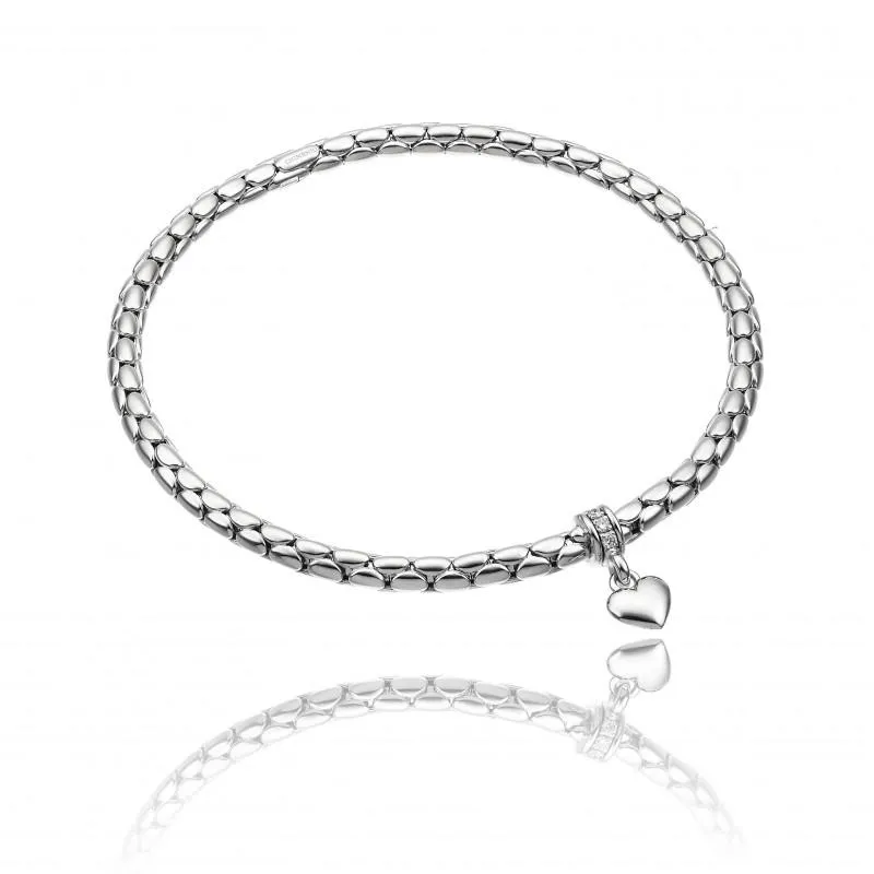 Chimento Jewellery Chimento Stretch Charm 18ct White Gold Diamond Heart Charm Bracelet