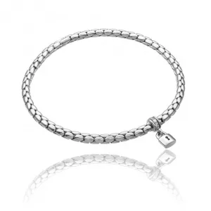 Chimento Jewellery Chimento Stretch Charm 18ct White Gold Diamond Lock Charm Bracelet