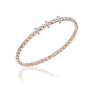Chimento Jewellery Chimento Stretch Spring 18ct Rose Gold 0.31ct Diamond Triple Rondelle Bracelet