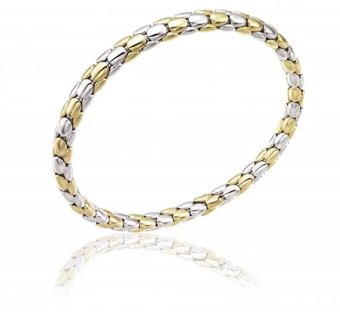 Chimento Jewellery Chimento Stretch Spring 18ct White and Yellow Gold Wide Bracelet