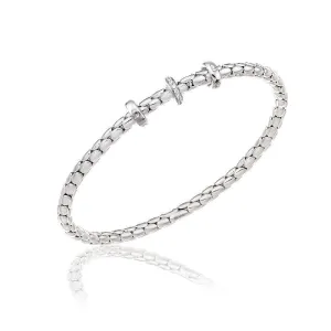 Chimento Jewellery Chimento Stretch Spring 18ct White Gold 0.10ct Diamond Triple Rondelle Bracelet