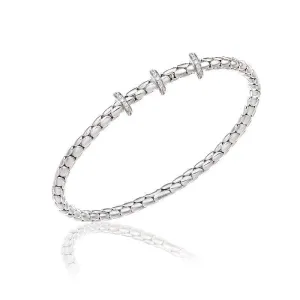 Chimento Jewellery Chimento Stretch Spring 18ct White Gold 0.31ct Diamond Triple Rondelle Bracelet