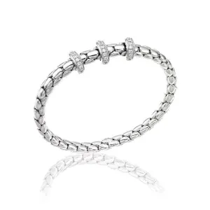 Chimento Jewellery Chimento Stretch Spring 18ct White Gold 0.56ct Diamond Triple Rondelle Bracelet