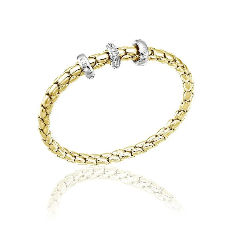 Chimento Jewellery Chimento Stretch Spring 18ct Yellow Gold 0.19ct Diamond Triple Rondelle Bracelet