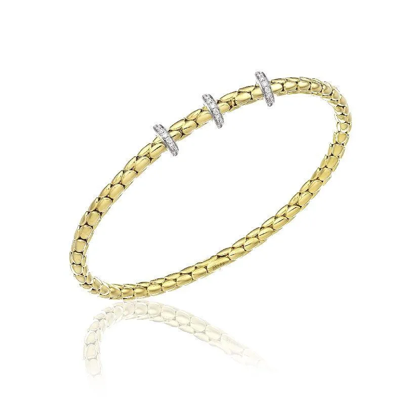Chimento Jewellery Chimento Stretch Spring 18ct Yellow Gold 0.31ct Diamond Triple Rondelle Bracelet