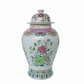 Chinoiserie Multi-Colored Floral Porcelain Temple Jar vase,flower vase,home decoration