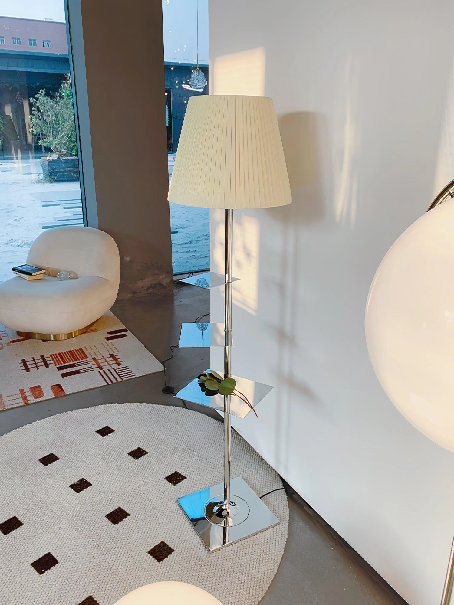 Chrome Prism Side Table Floor Lamp