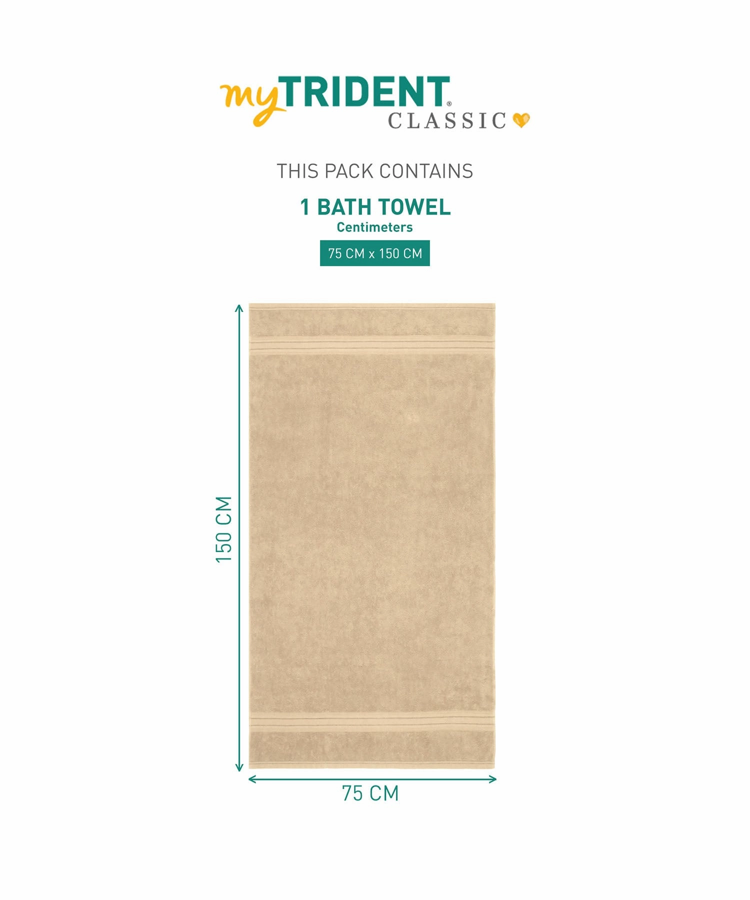 Classic 1Pc Bath Towel,525 Gsm, Durable,Super Soft , Bleached Sand