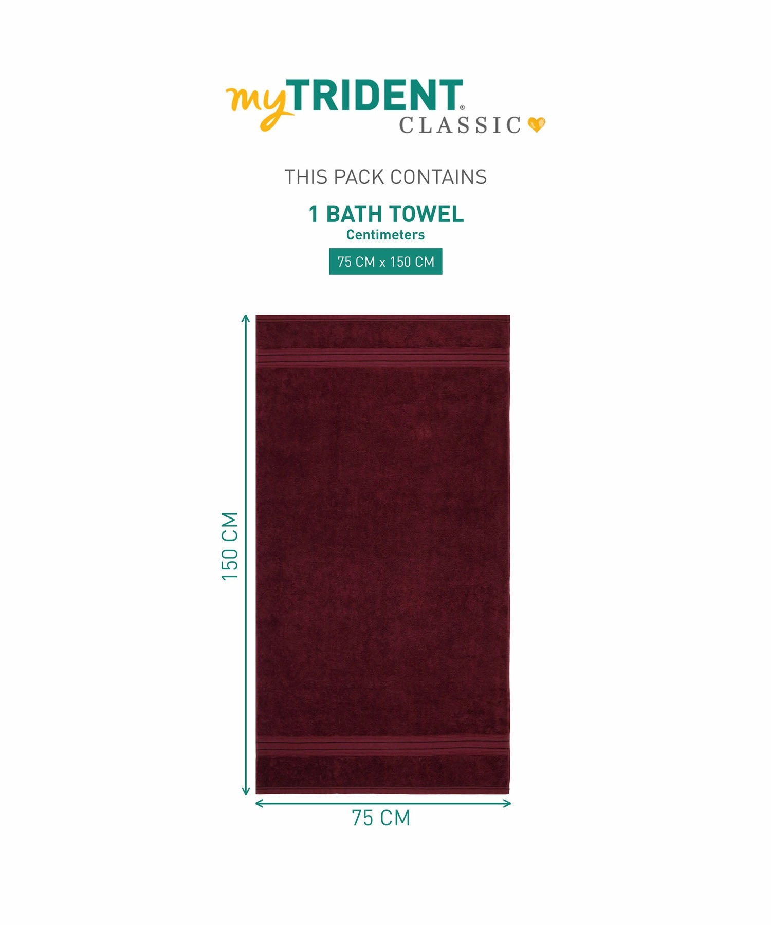 Classic 1Pc Bath Towel,525 Gsm, Durable,Super Soft , Fig Wine