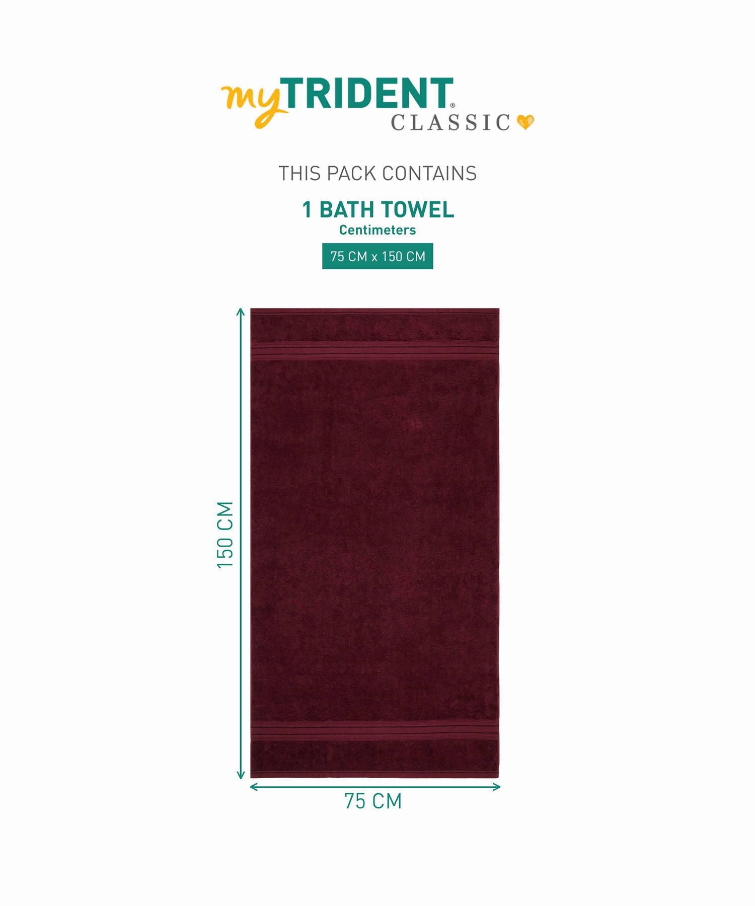 Classic 1Pc Bath Towel,525 Gsm, Durable,Super Soft , Fig Wine
