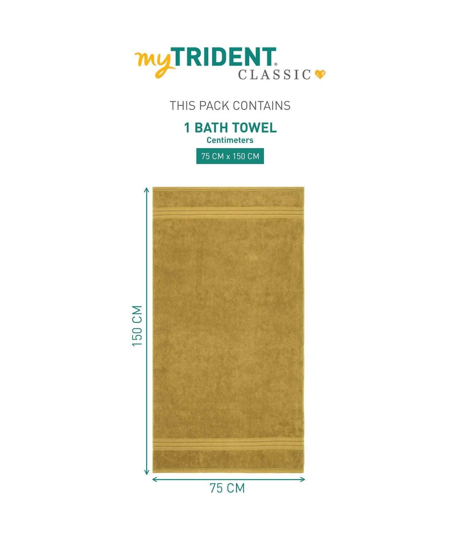 Classic 1Pc Bath Towel,525 Gsm, Durable,Super Soft , Golden Haze