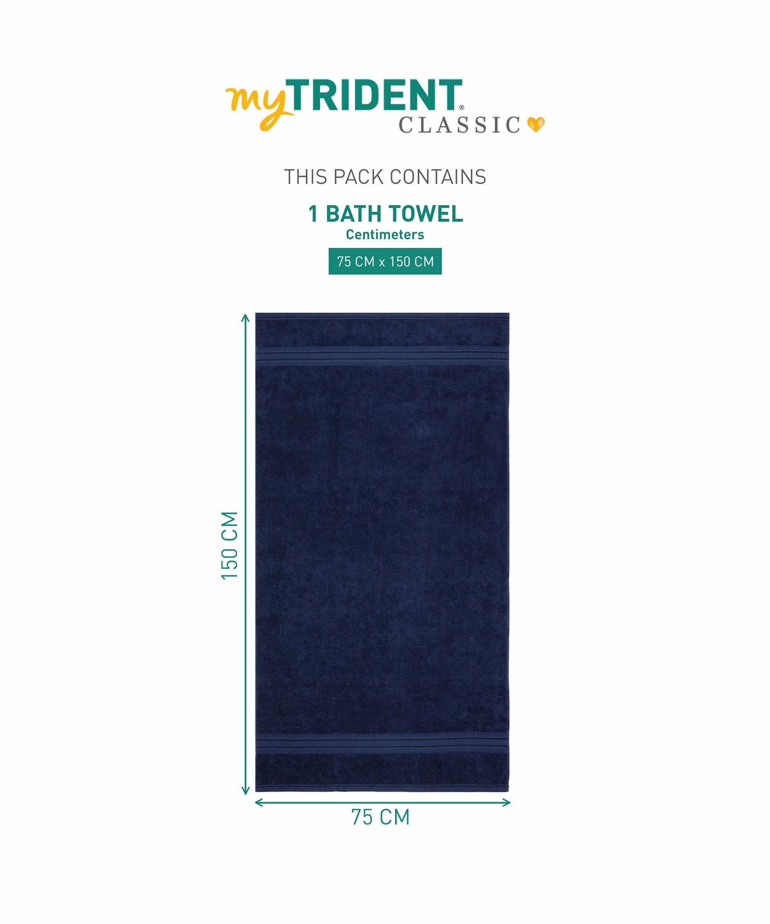Classic 1Pc Bath Towel,525 Gsm, Durable,Super Soft , Medieval Blue