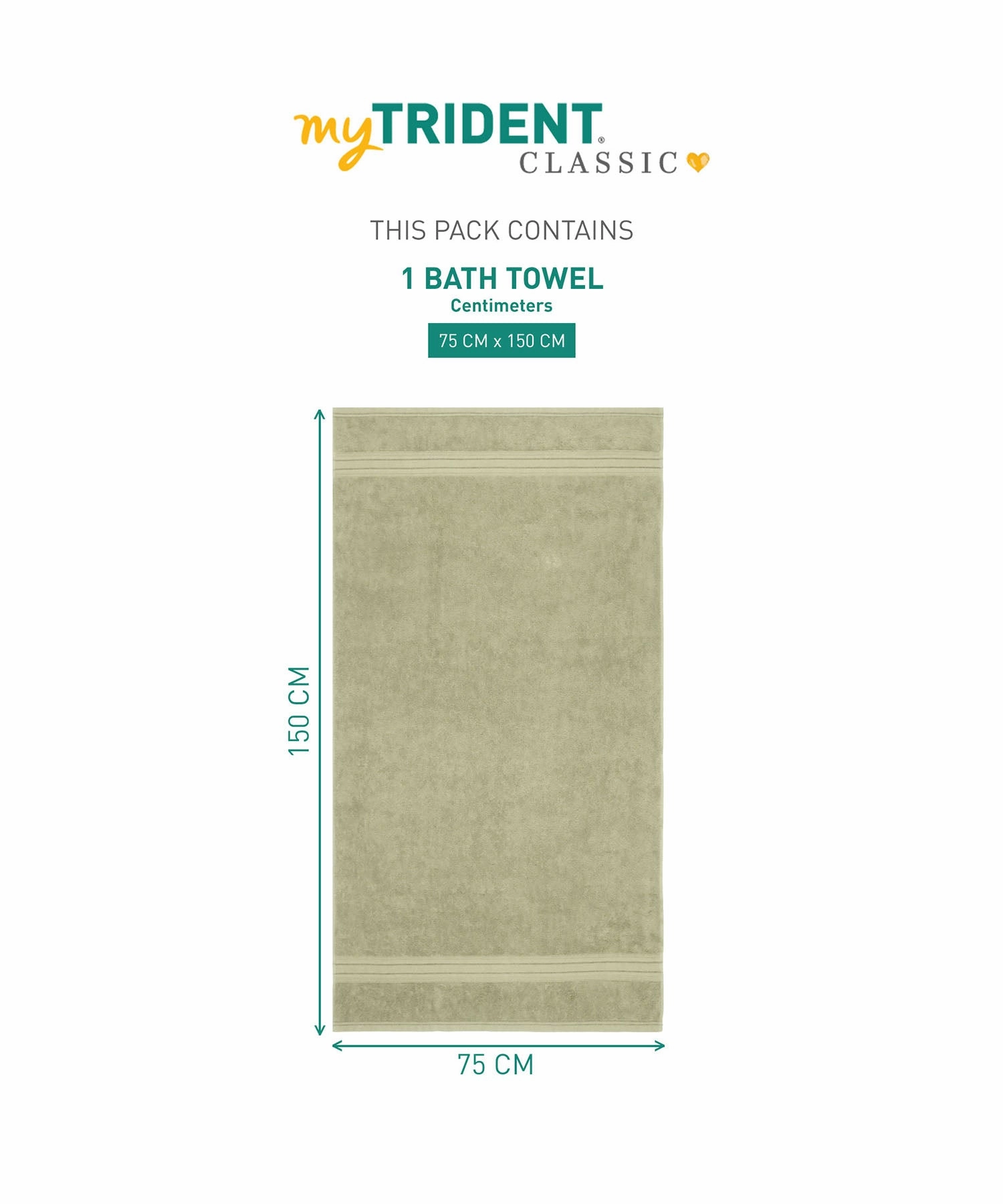 Classic 1Pc Bath Towel,525 Gsm, Durable,Super Soft , Nature Green