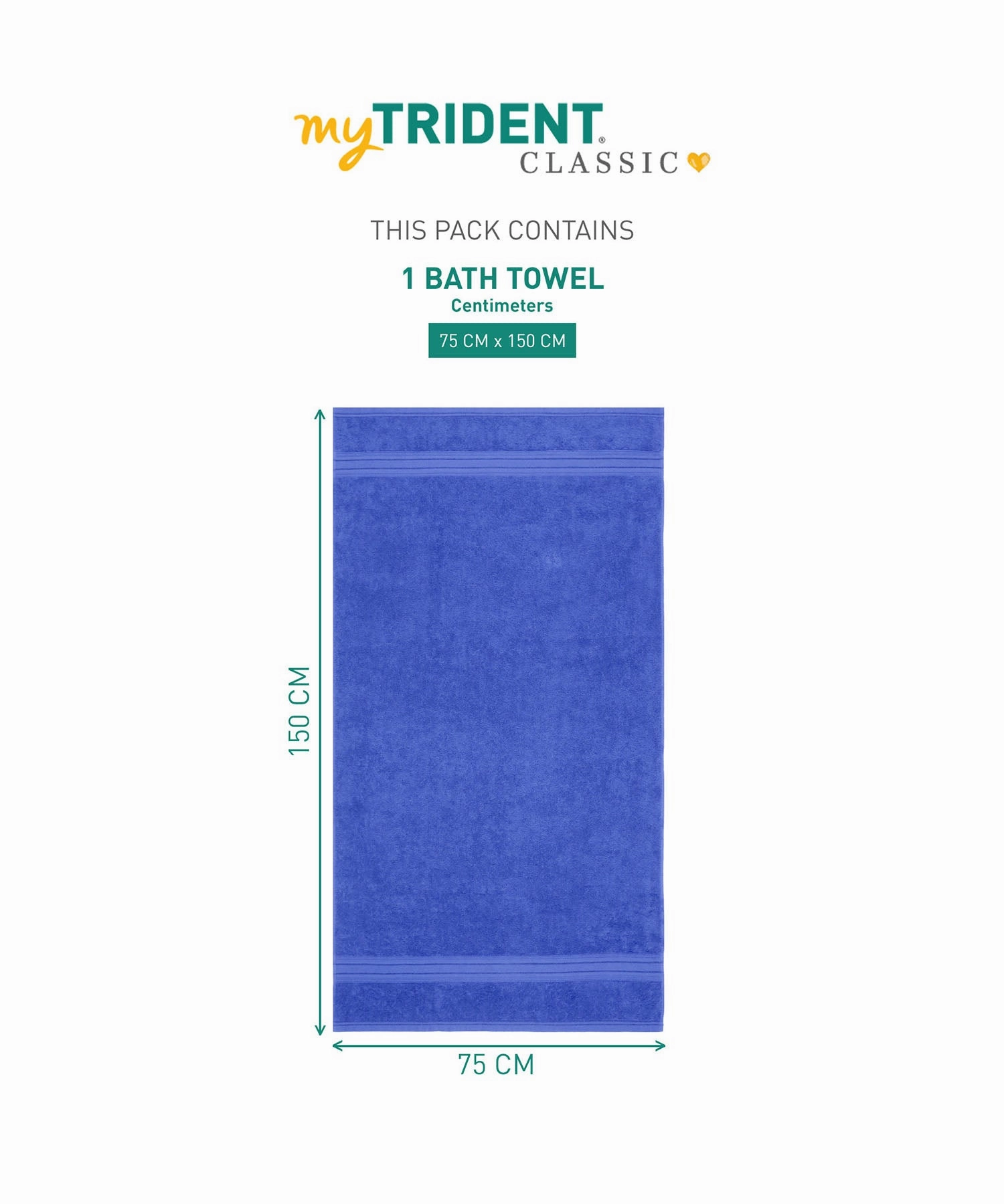 Classic 1Pc Bath Towel,525 Gsm, Durable,Super Soft , Palace Blue