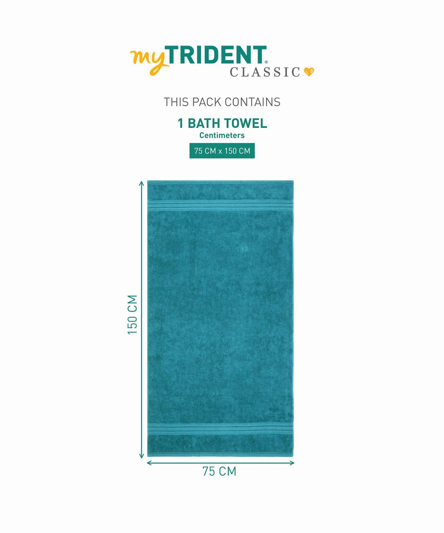 Classic 1Pc Bath Towel,525 Gsm, Durable,Super Soft , Peacock Blue
