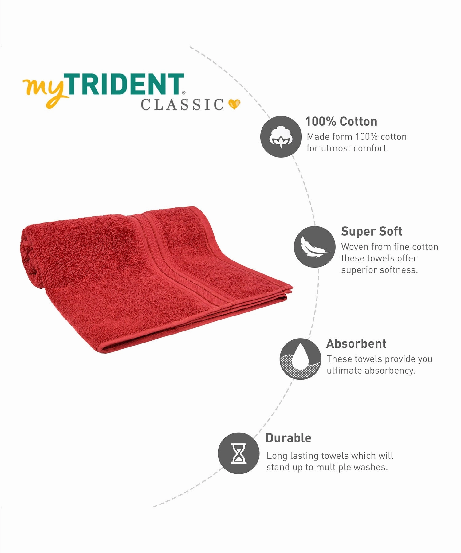 Classic 1Pc Bath Towel,525 Gsm, Durable,Super Soft , Raspberry Red