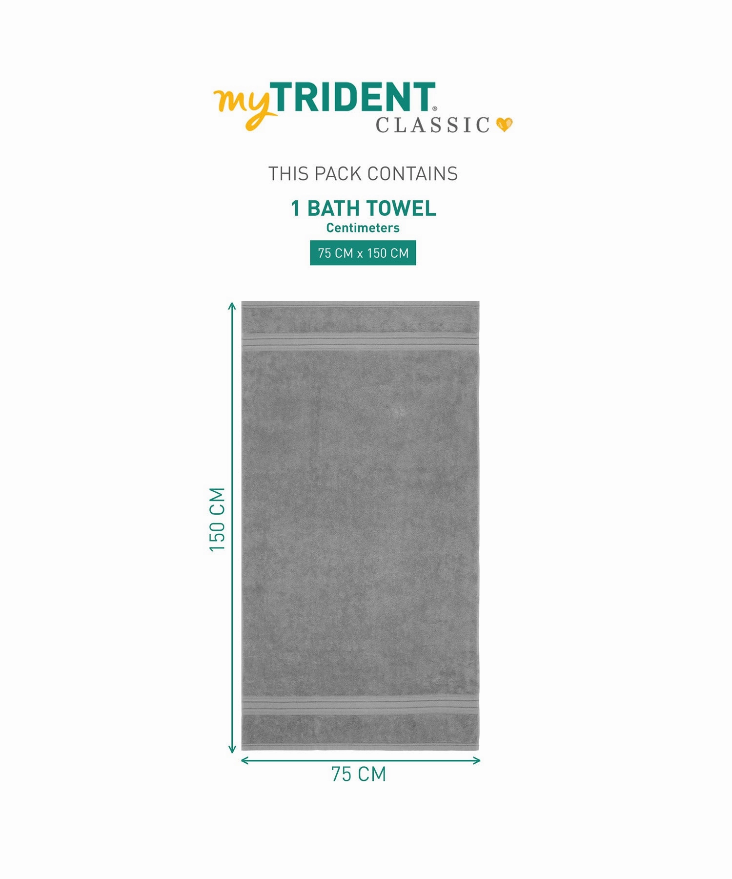 Classic 1Pc Bath Towel,525 Gsm, Durable,Super Soft , Real Steel