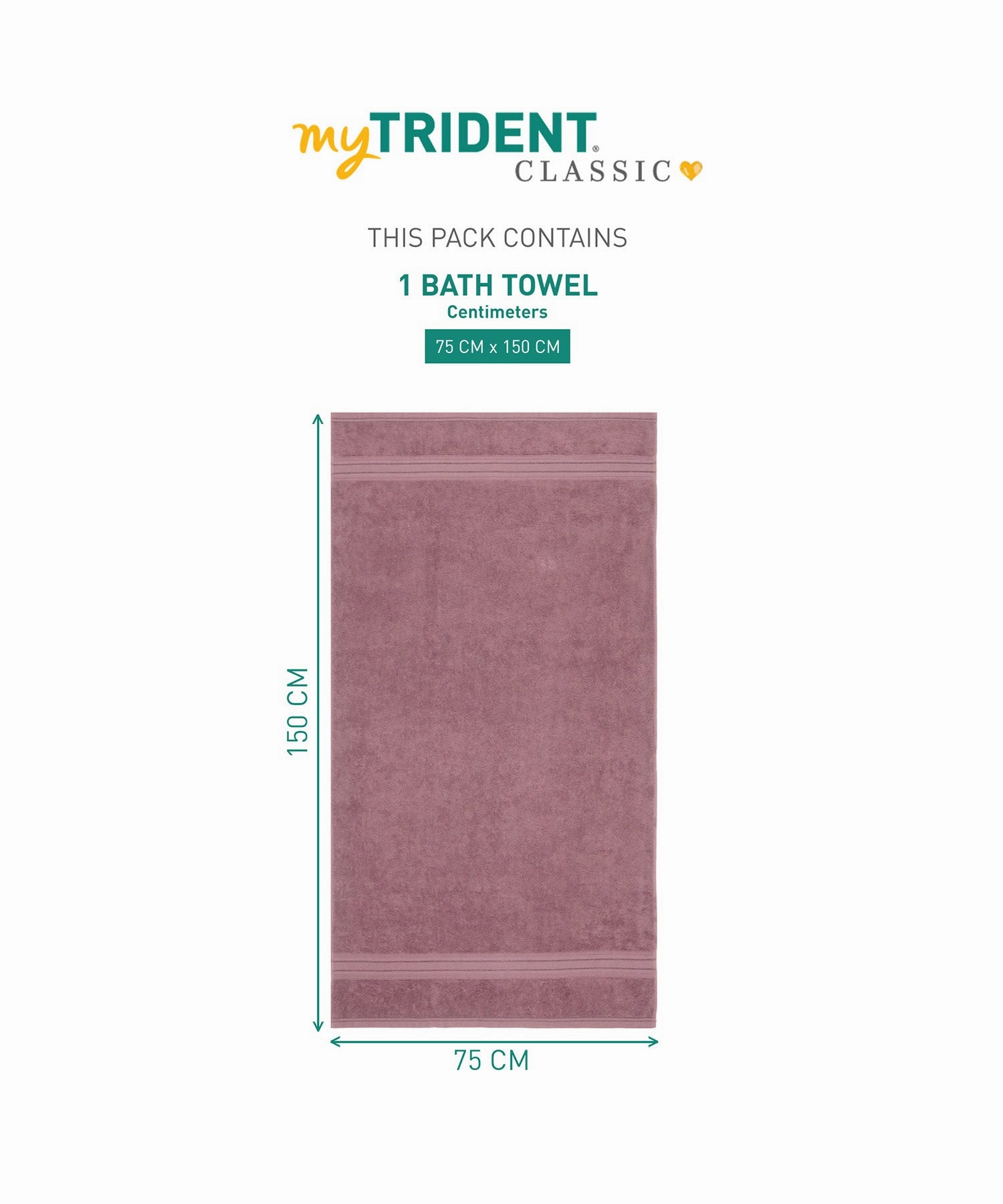 Classic 1Pc Bath Towel,525 Gsm, Durable,Super Soft , Soft Berry