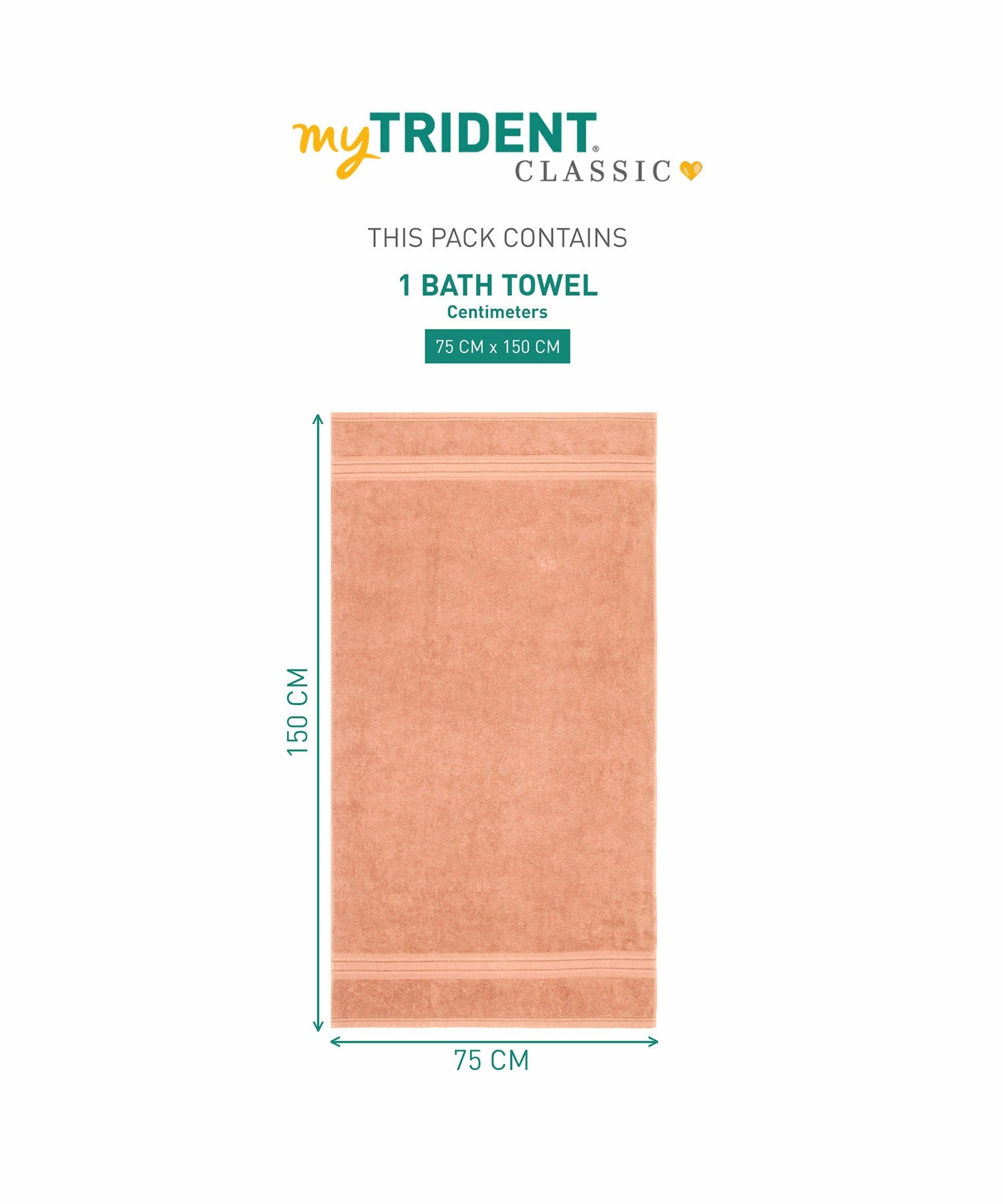 Classic 1Pc Bath Towel,525 Gsm, Durable,Super Soft , Tender Peach