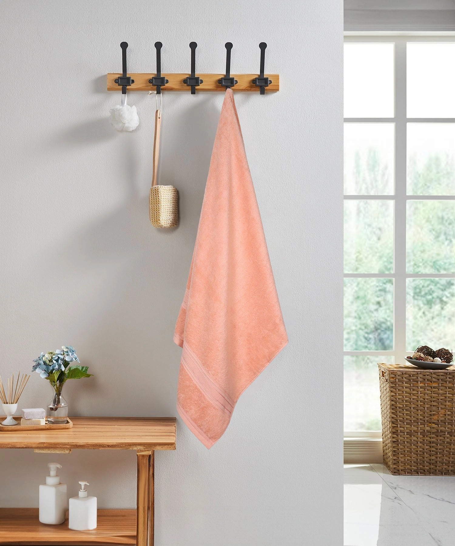Classic 1Pc Bath Towel,525 Gsm, Durable,Super Soft , Tender Peach bath towels,soft towels,bathroom textiles