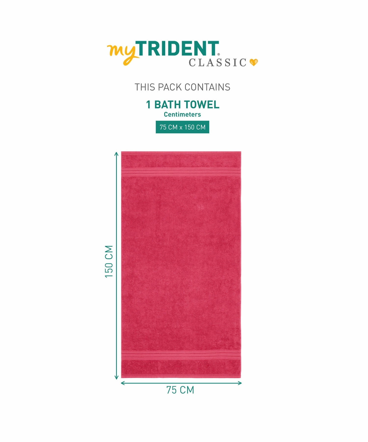 Classic 1Pc Bath Towel,525 Gsm, Durable,Super Soft , Virtual Pink
