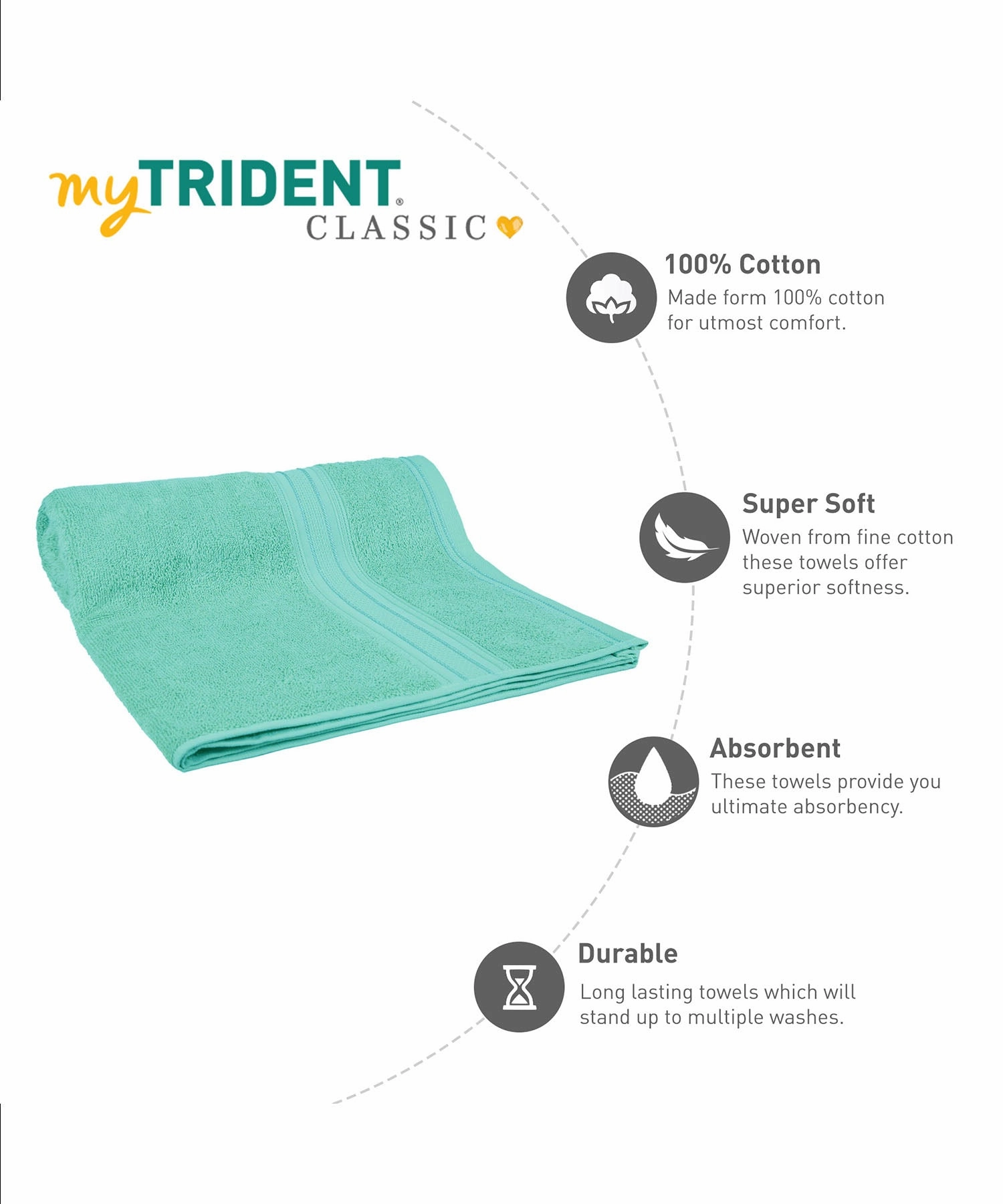 Classic 1Pc Bath Towel,525 Gsm, Durable,Super Soft , Waterfall Blue