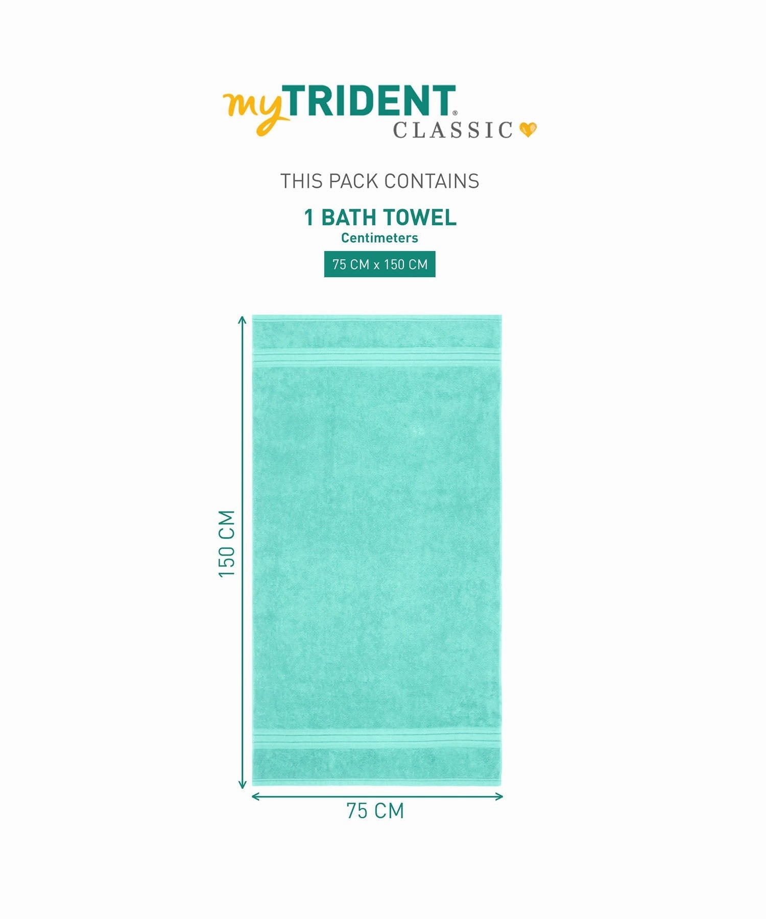 Classic 1Pc Bath Towel,525 Gsm, Durable,Super Soft , Waterfall Blue