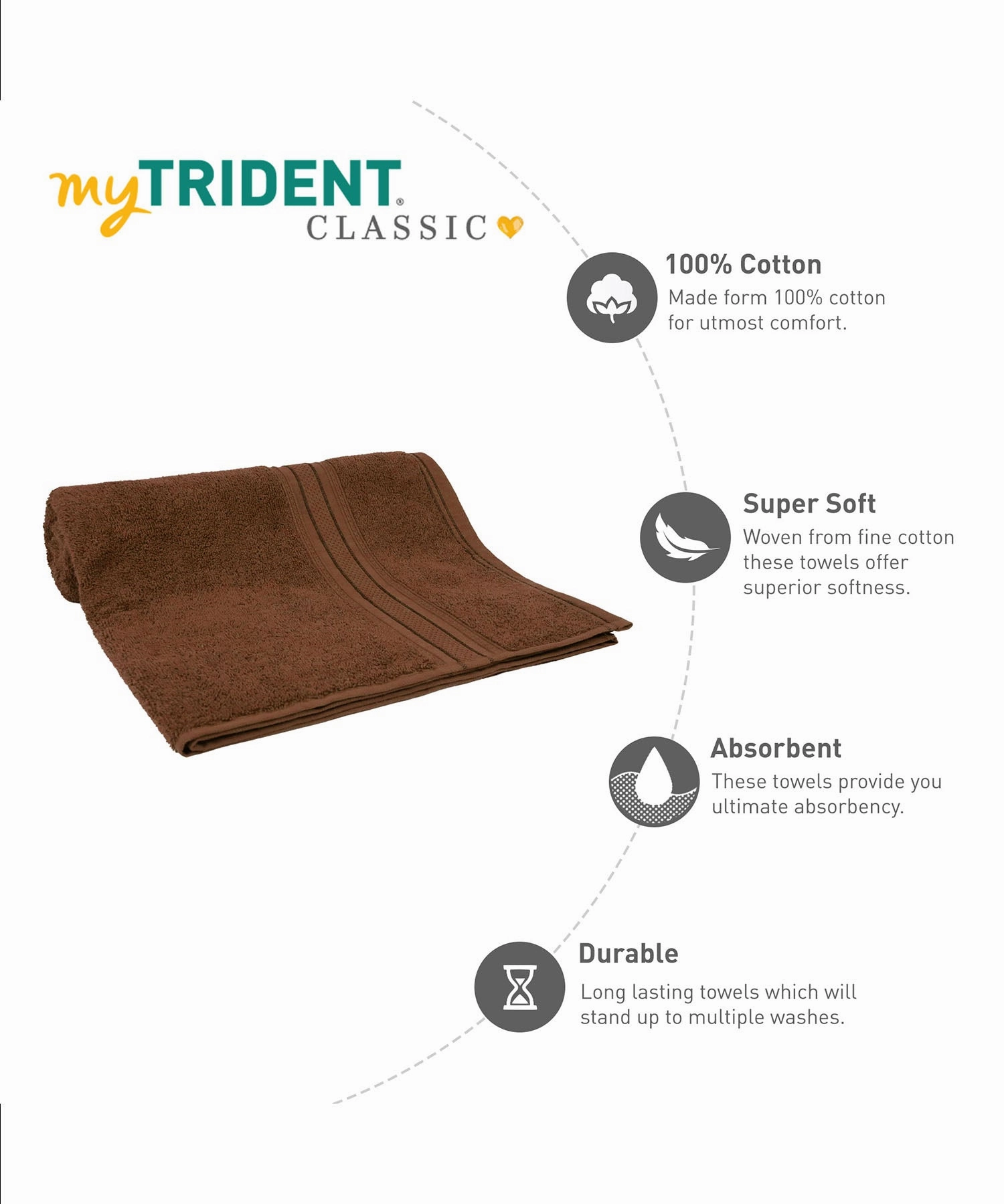 Classic 1Pc Bath Towel,525 Gsm, Durable,Super Soft , Willow Wood