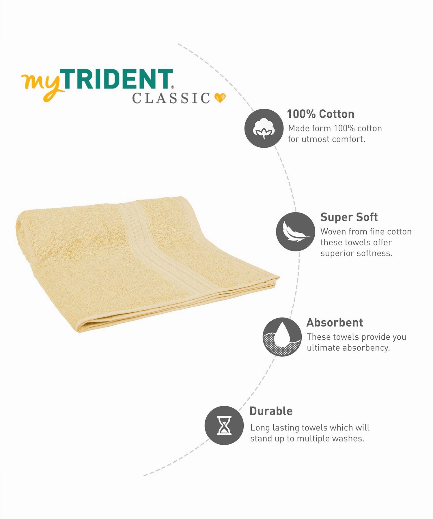 Classic 1Pc Large Bath Towel,525 Gsm, Durable,Super Soft , Fresh Lime