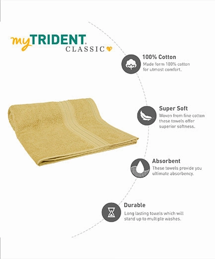 Classic 1Pc Large Bath Towel,525 Gsm, Durable,Super Soft , Golden Haze