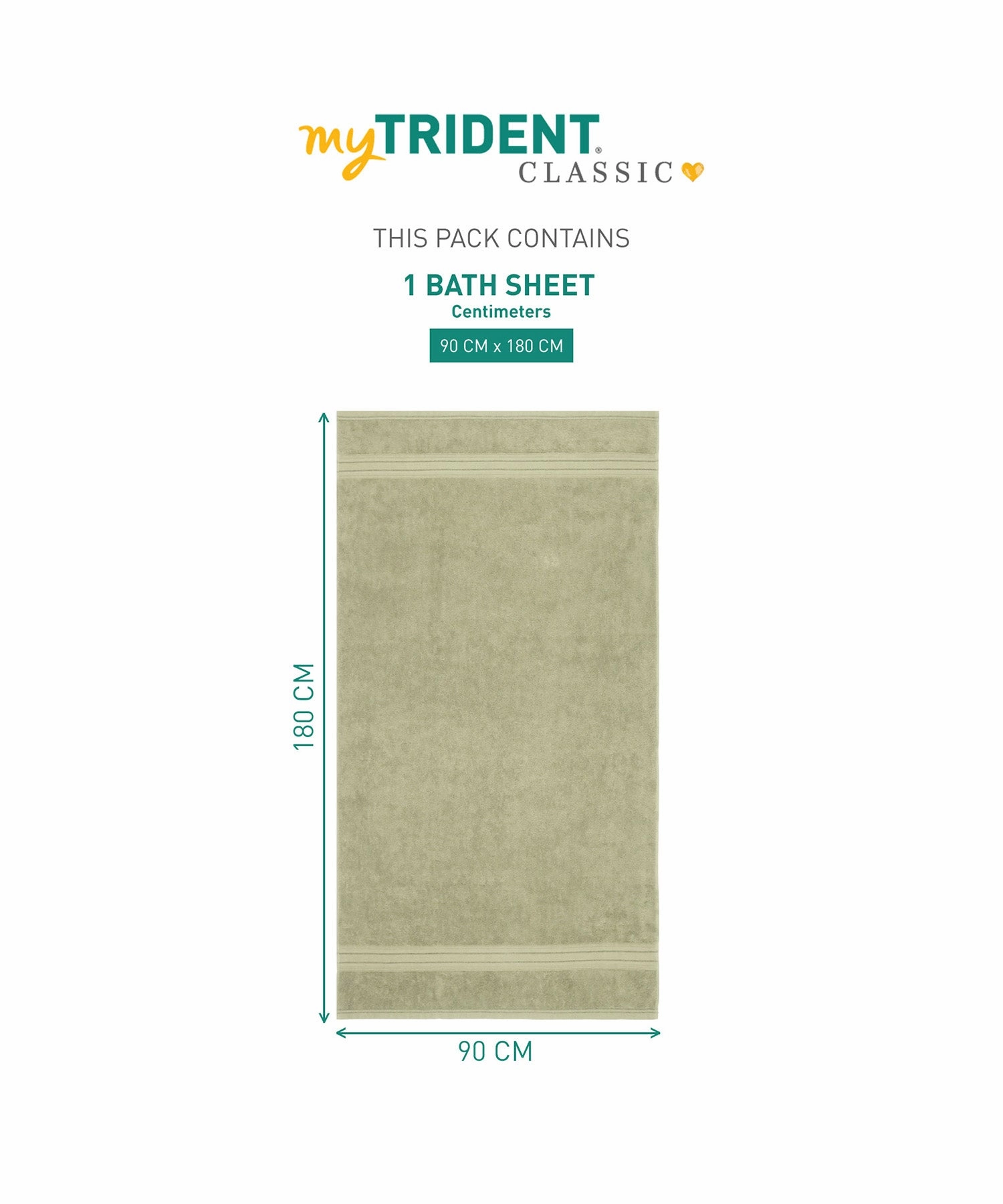 Classic 1Pc Large Bath Towel,525 Gsm, Durable,Super Soft , Nature Green