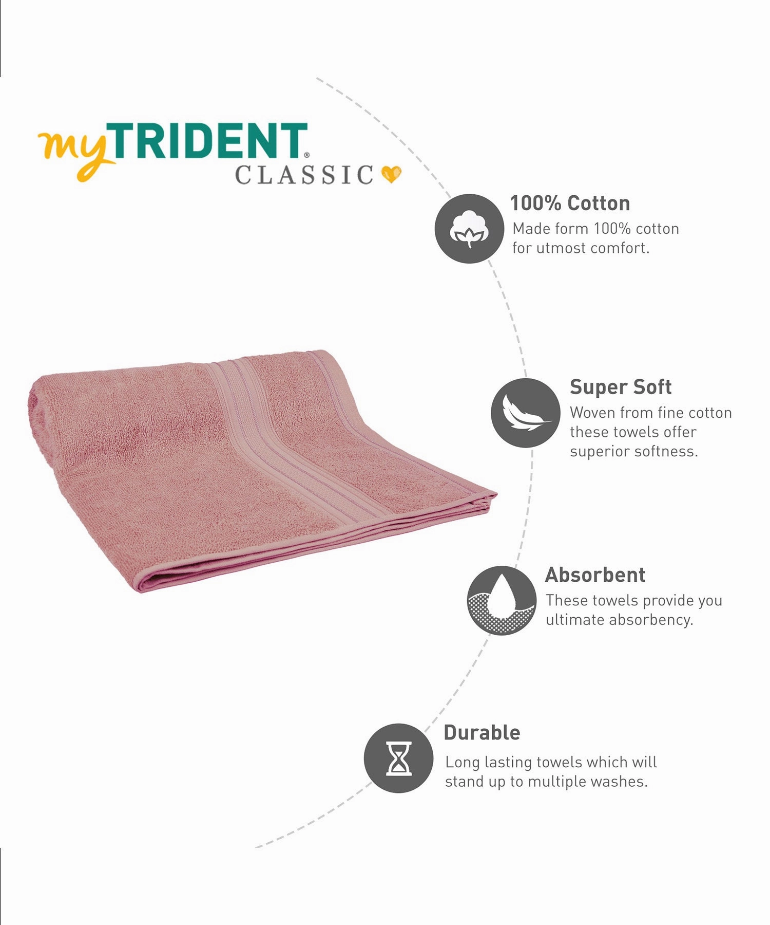 Classic 1Pc Large Bath Towel,525 Gsm, Durable,Super Soft , Soft Berry
