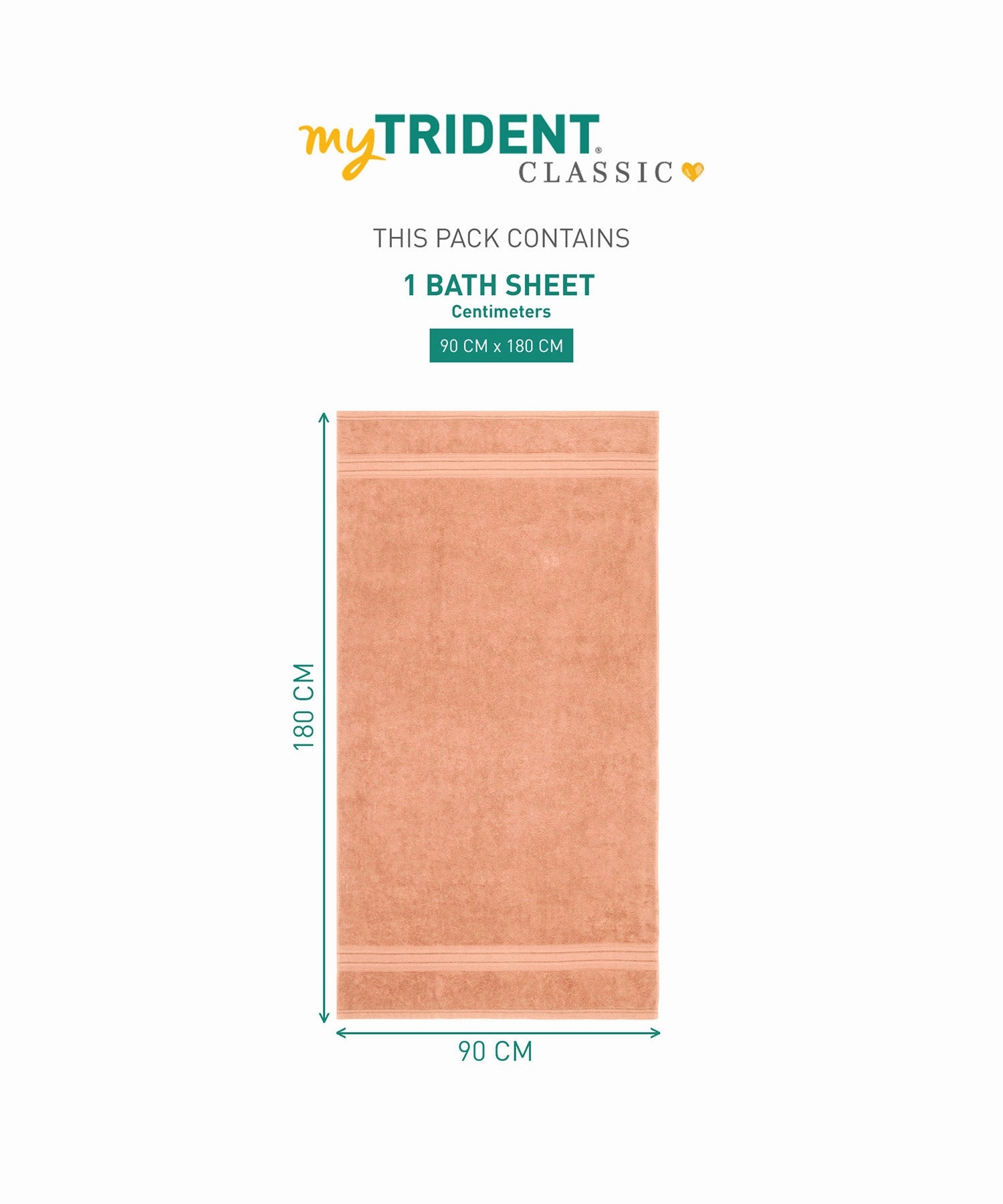 Classic 1Pc Large Bath Towel,525 Gsm, Durable,Super Soft , Tender Peach