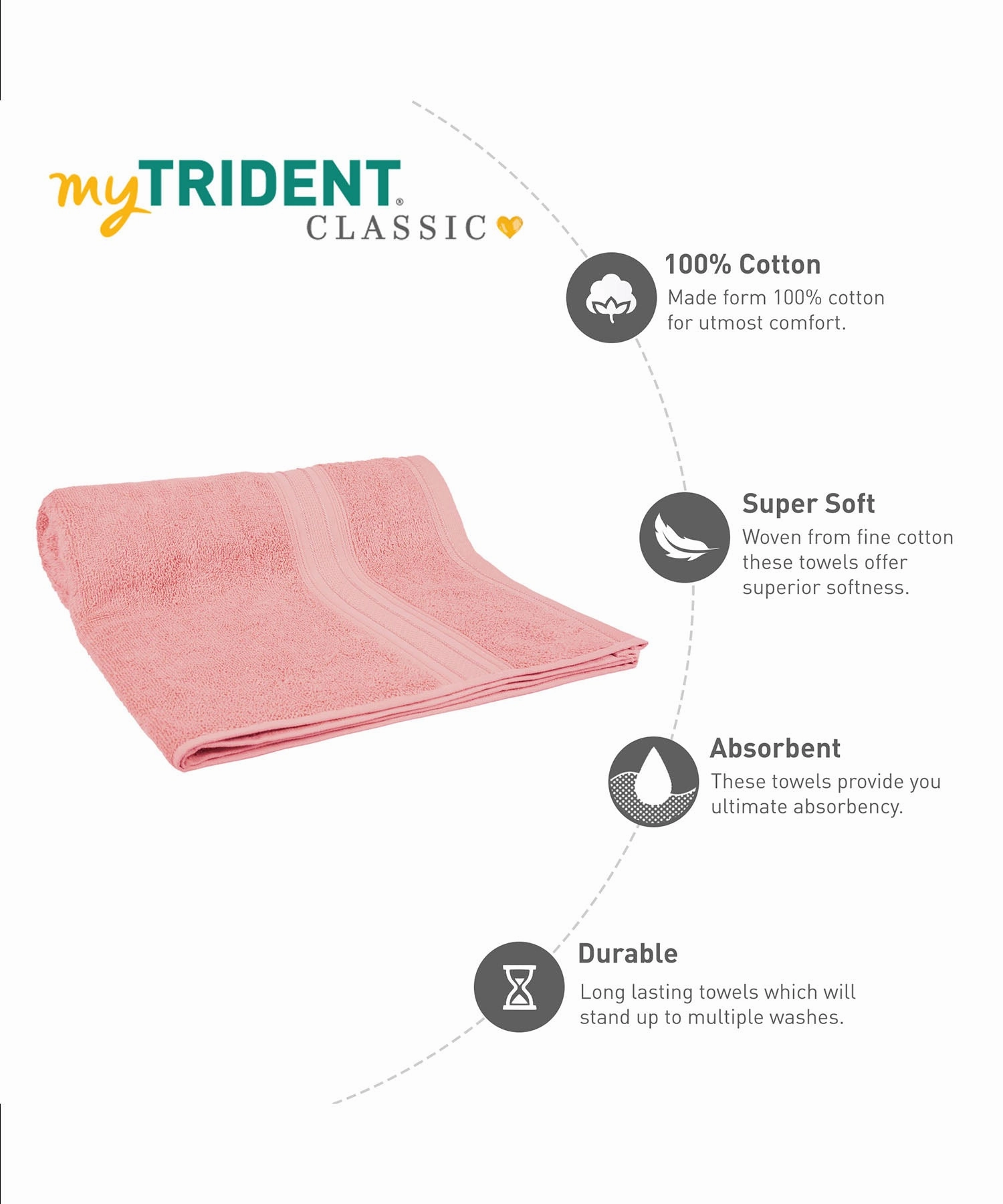 Classic 1Pc Large Bath Towel,525 Gsm, Durable,Super Soft , Victorian Pink