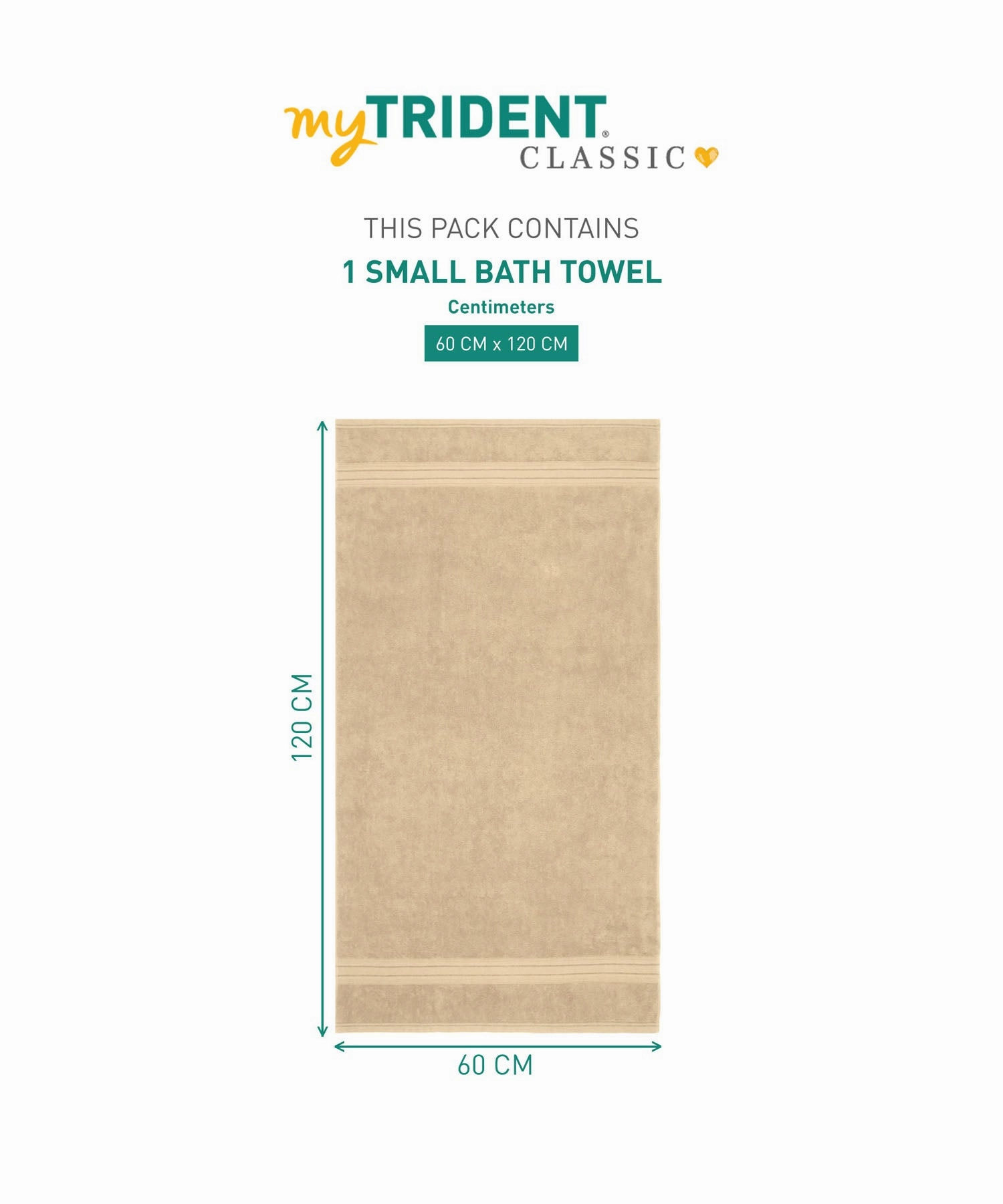 Classic 1Pc Small Bath Towel,525 Gsm, Durable,Super Soft , Bleached Sand