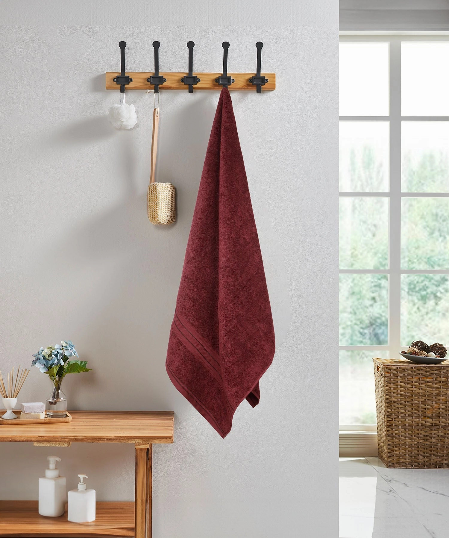 Classic 1Pc Small Bath Towel,525 Gsm, Durable,Super Soft , Fig Wine bath towels,soft towels,bathroom textiles