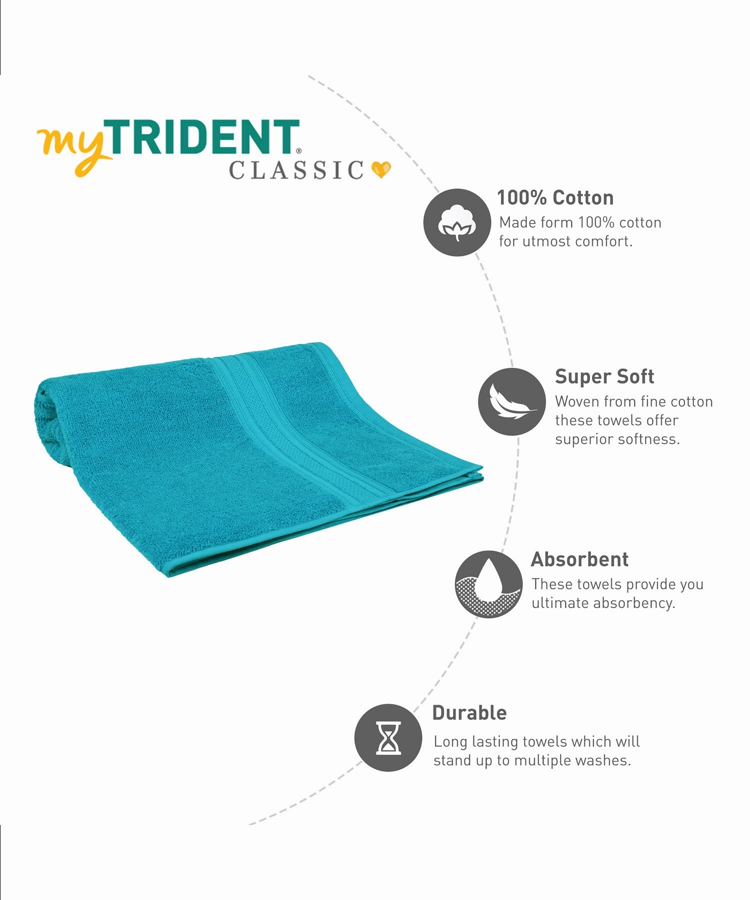 Classic 1Pc Small Bath Towel,525 Gsm, Durable,Super Soft , Peacock Blue